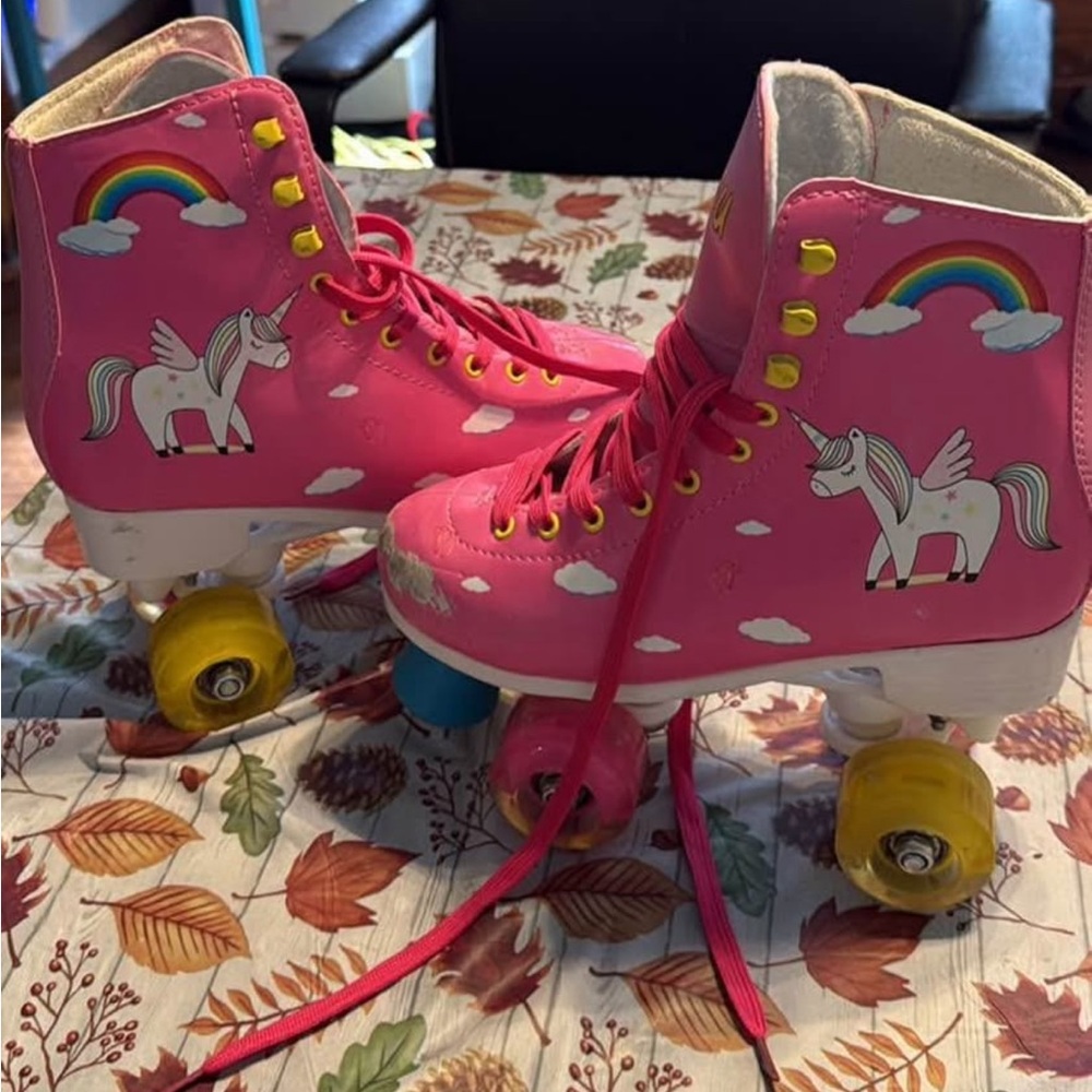 Whimsical Pink Unicorn Roller Skates for Kids